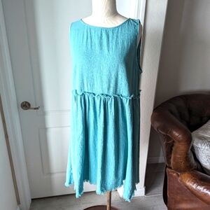 True Craft Aqua Cotton Gauze Summer Dress